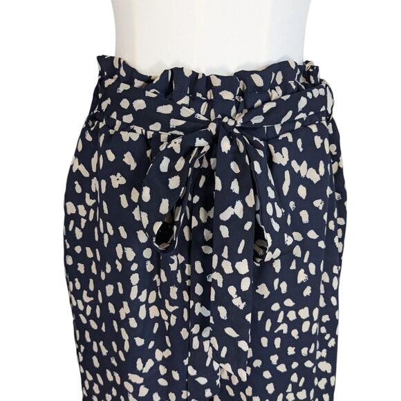Lulu’s Spotted You Navy Blue Leopard Print Paperbag Waist Pants Women’s Medium - Picture 6 of 11